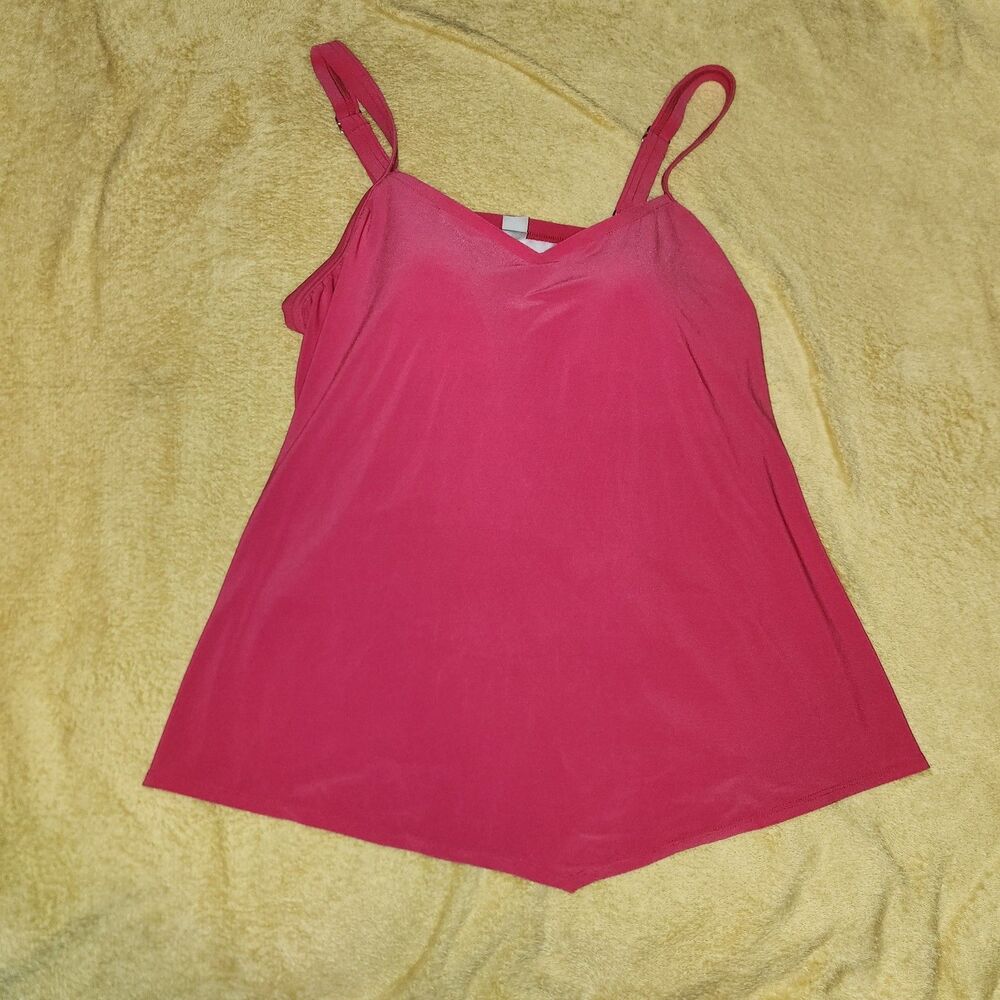 Pink Plus Size Bal Harbour Handkerchief Hem Tankini Top Size 1X (16W-18W)